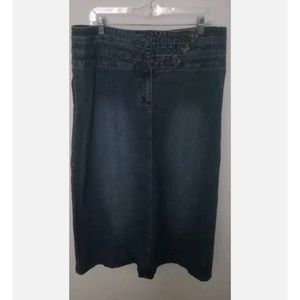 Womens 18W Stretch Denim Long Maxi Blue Jean  Skirt Sunshine Apparel Slit